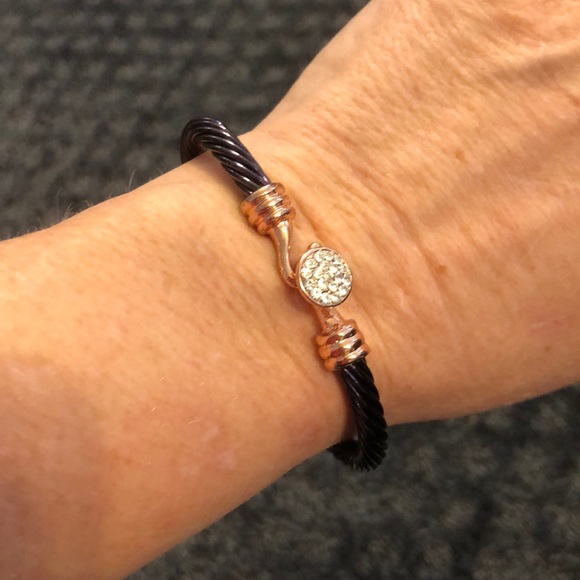 Chocolate rose gold tone sparkle CZ chips bracelet - Picture 4 of 8